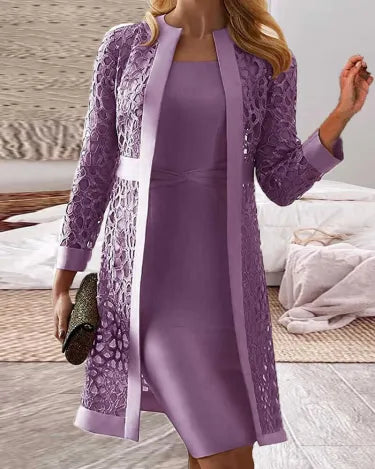 Victoria - Conjunto de vestido y abrigo de encaje