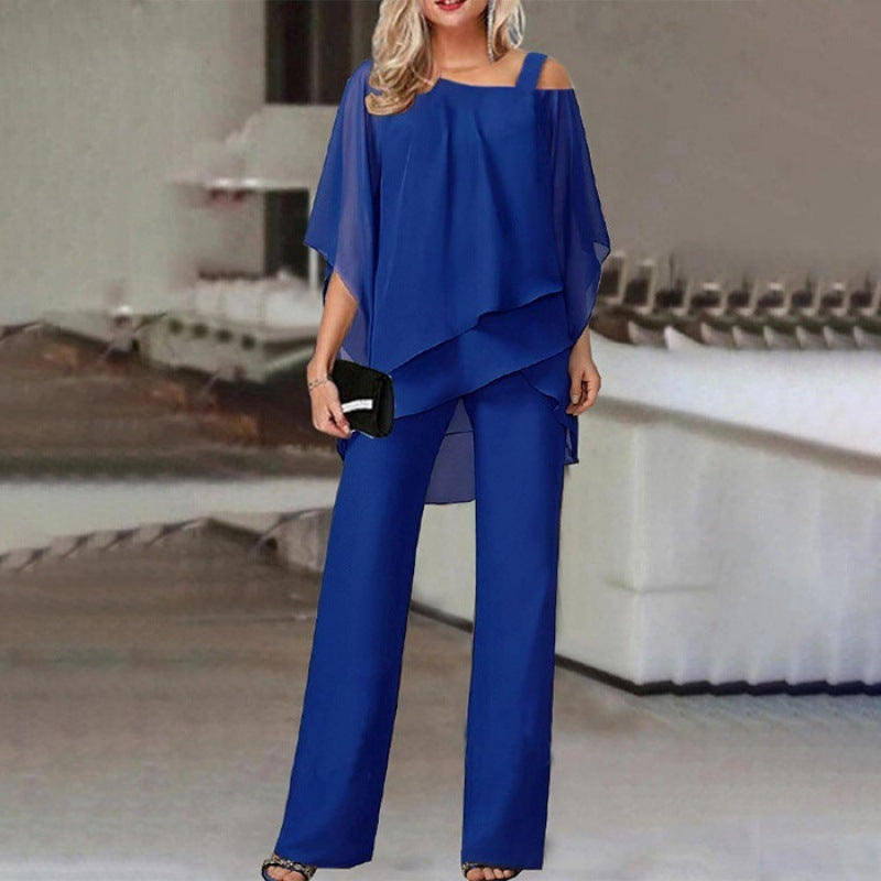 Diana - Conjunto de pantalón de gasa a capas
