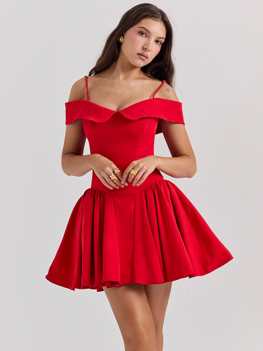 Celeste - Vestido corto con escote bardot