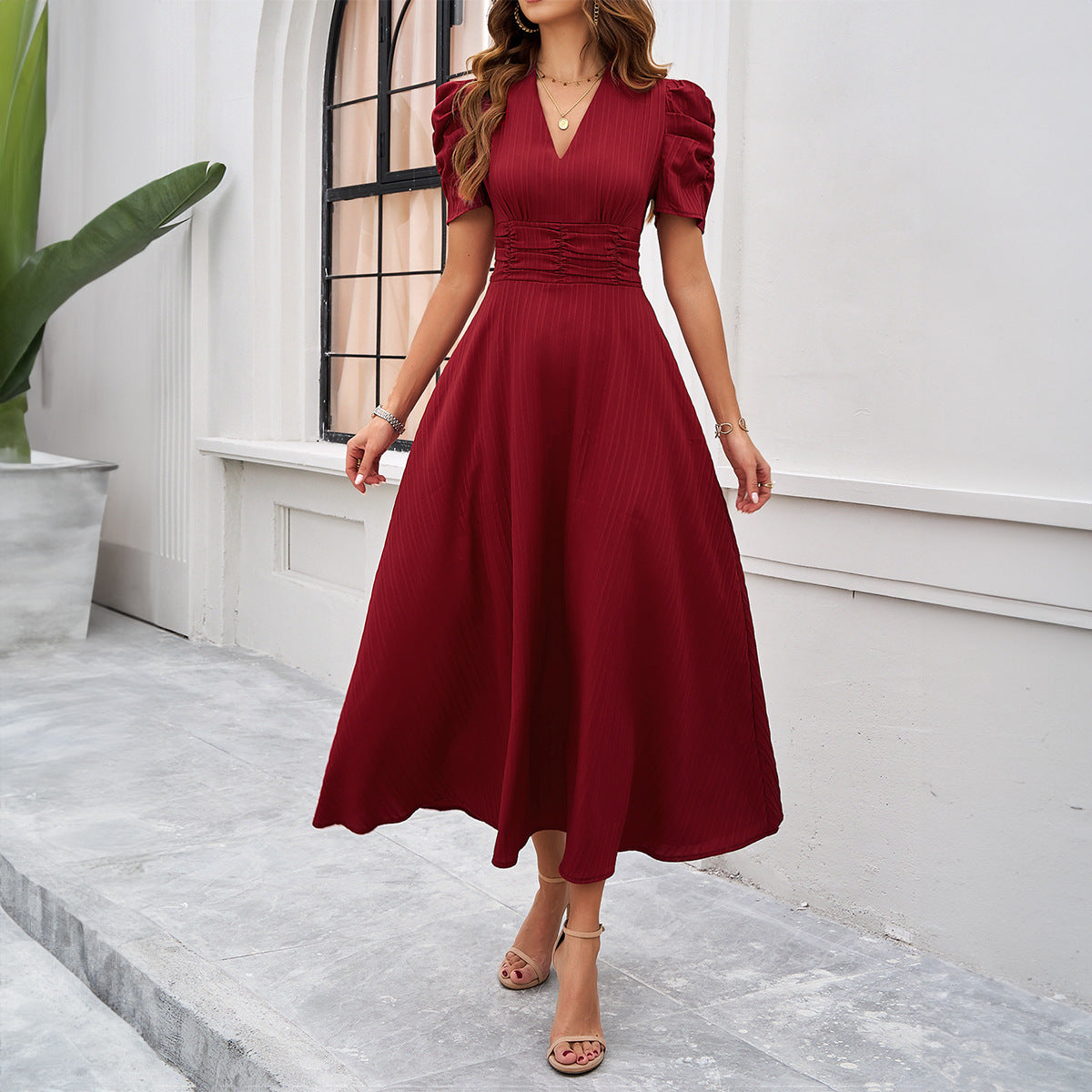 Mabel - Elegante vestido con mangas abullonadas