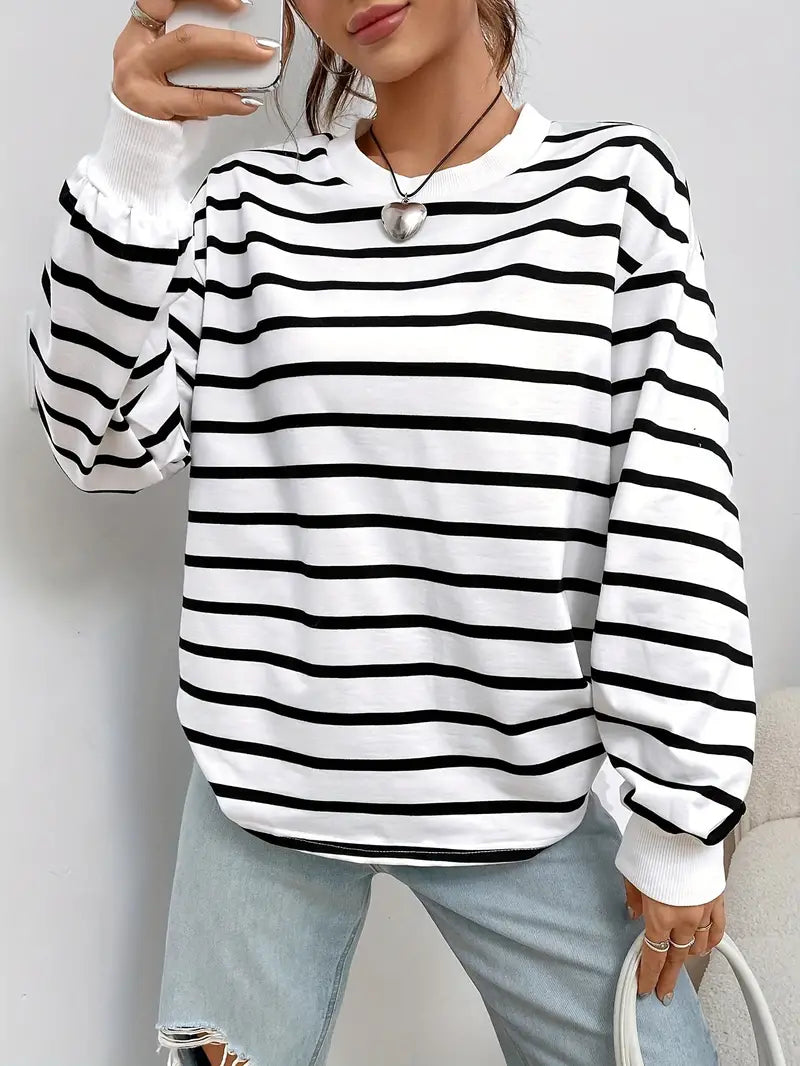 Carla – Camiseta de manga larga a rayas