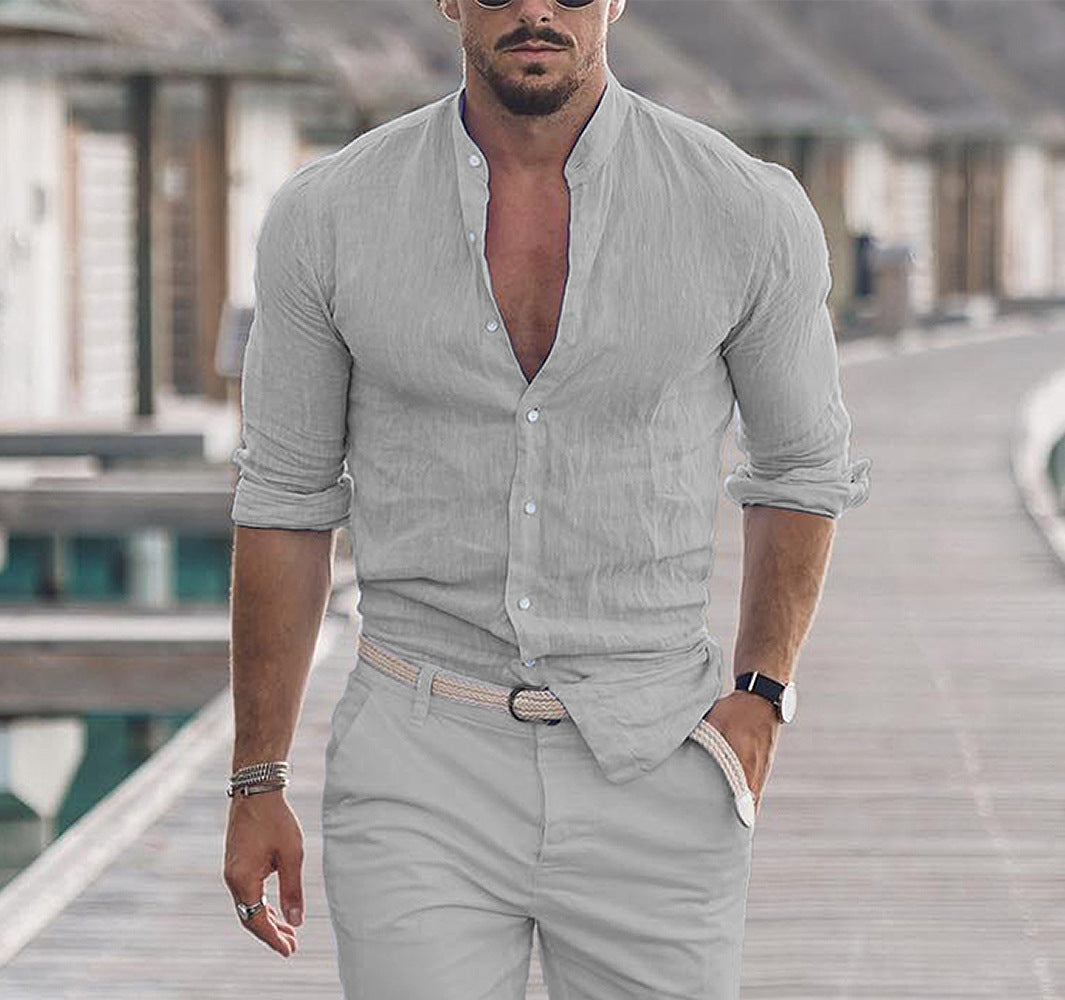 Lester - Camisa de lino de manga larga