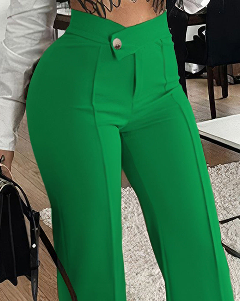 Carla | Pantalones de mujer ajustados de pierna recta con hebilla