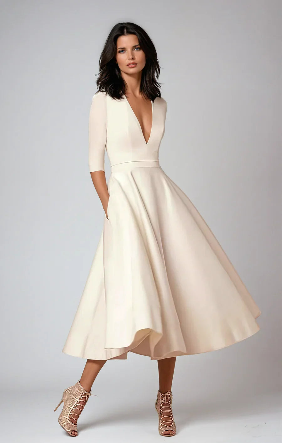 Diana - Vestido midi con escote en V