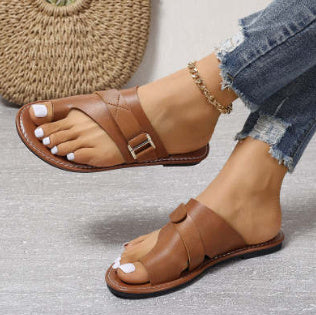 Noa - Sandalias planas marrones