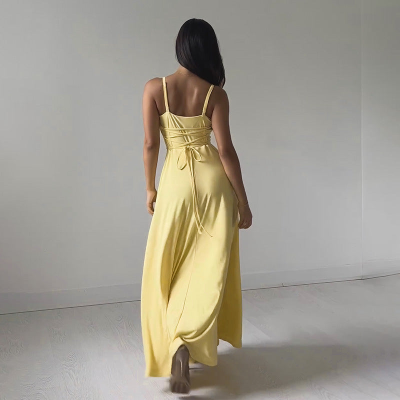 Loida - Vestido midi azul sin mangas