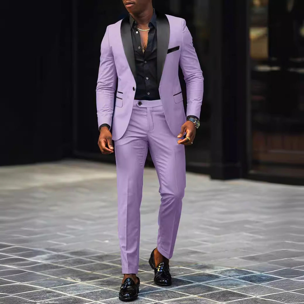 Leonardo - Traje slim-fit con solapas en contraste
