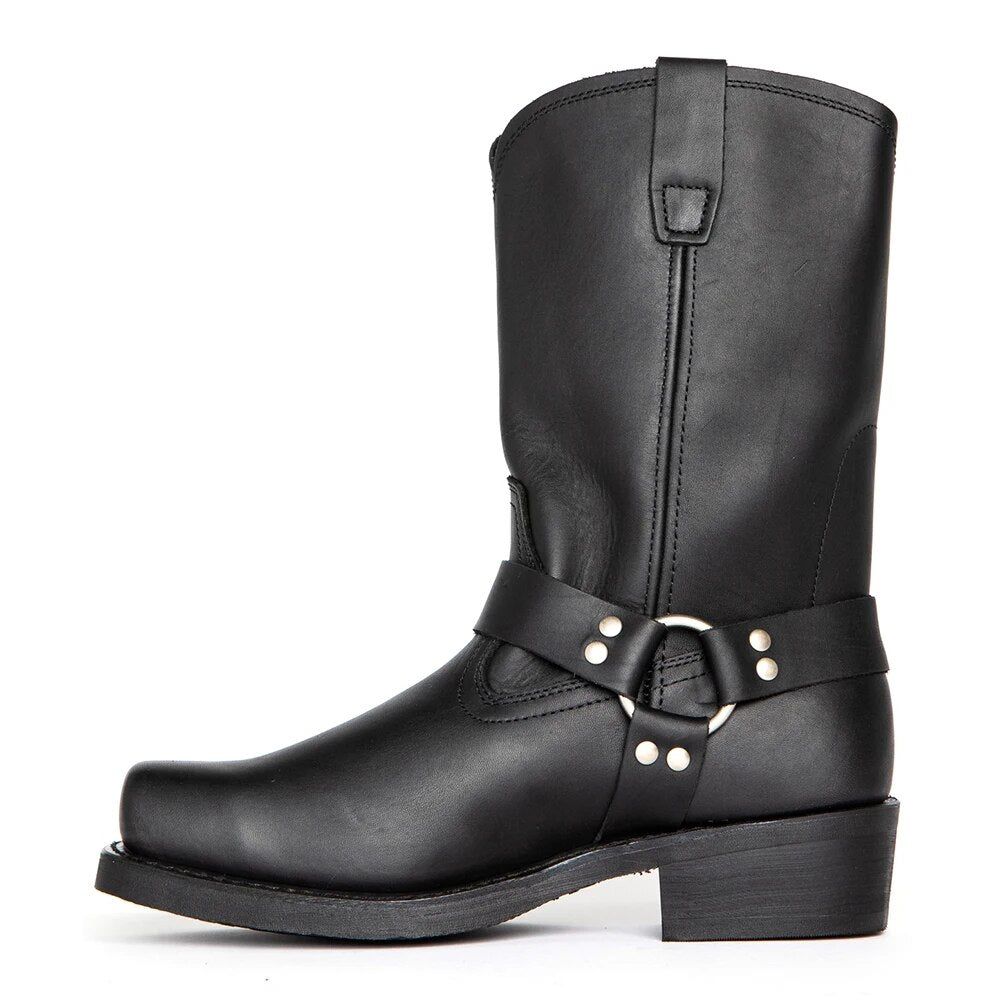 Álvaro - Botas Hombre Vaqueras De Cuero Marrón Con Hebilla