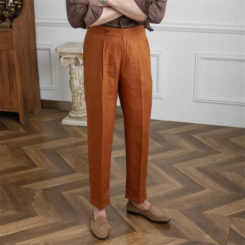 Lusyenn | Pantalones de lino de pierna recta para hombre