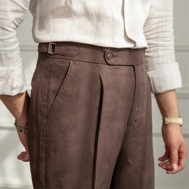 Lusyenn | Pantalones de lino de pierna recta para hombre