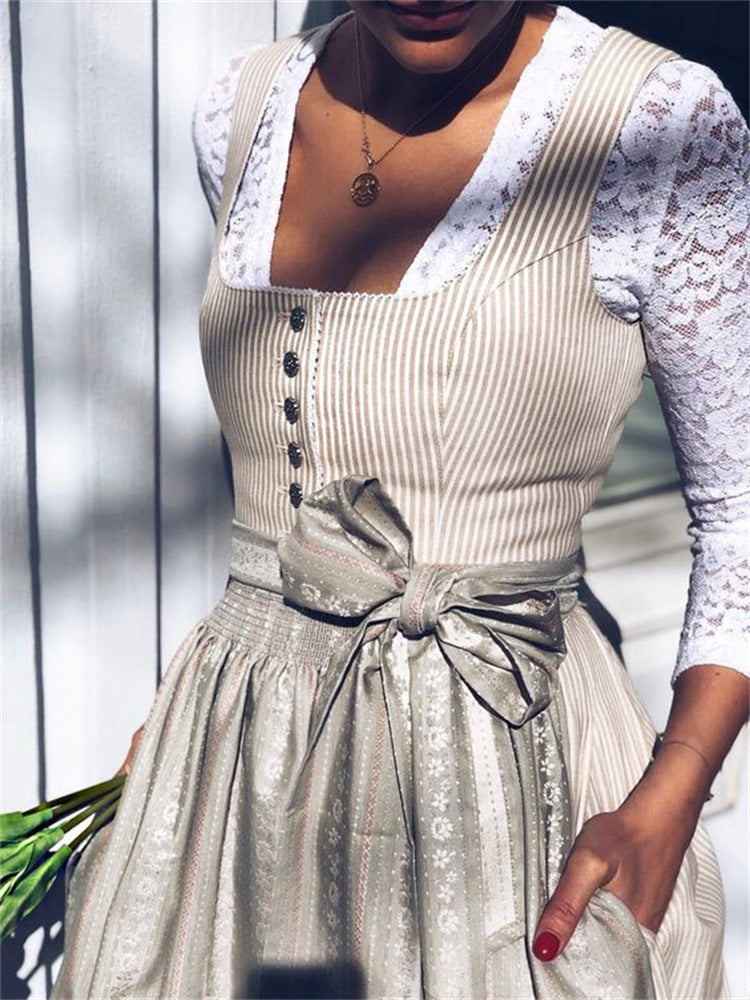 Jamella - Vestido dirndl campestre con elegante lazo