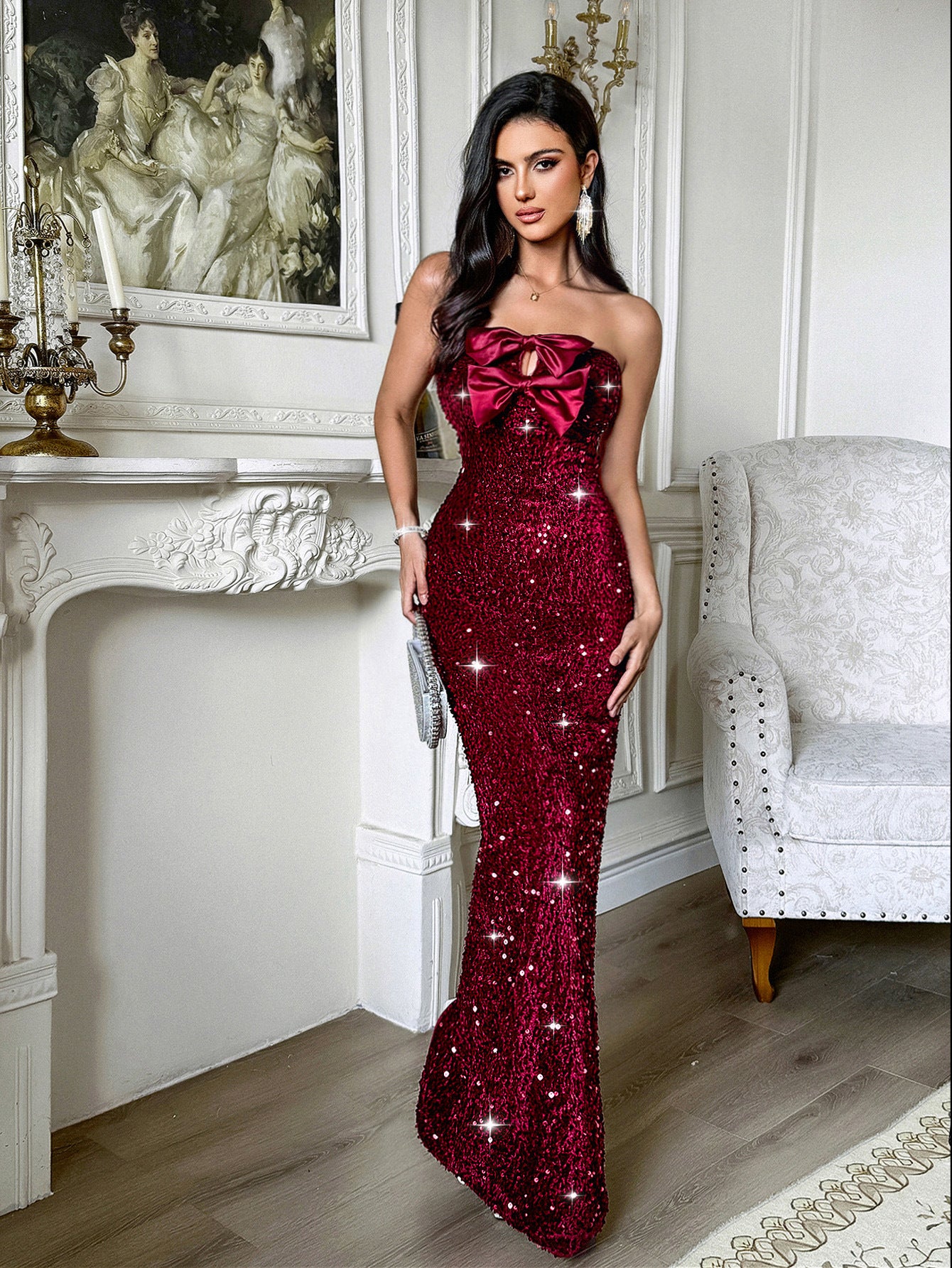 Sofía - Vestido largo de lentejuelas para mujer