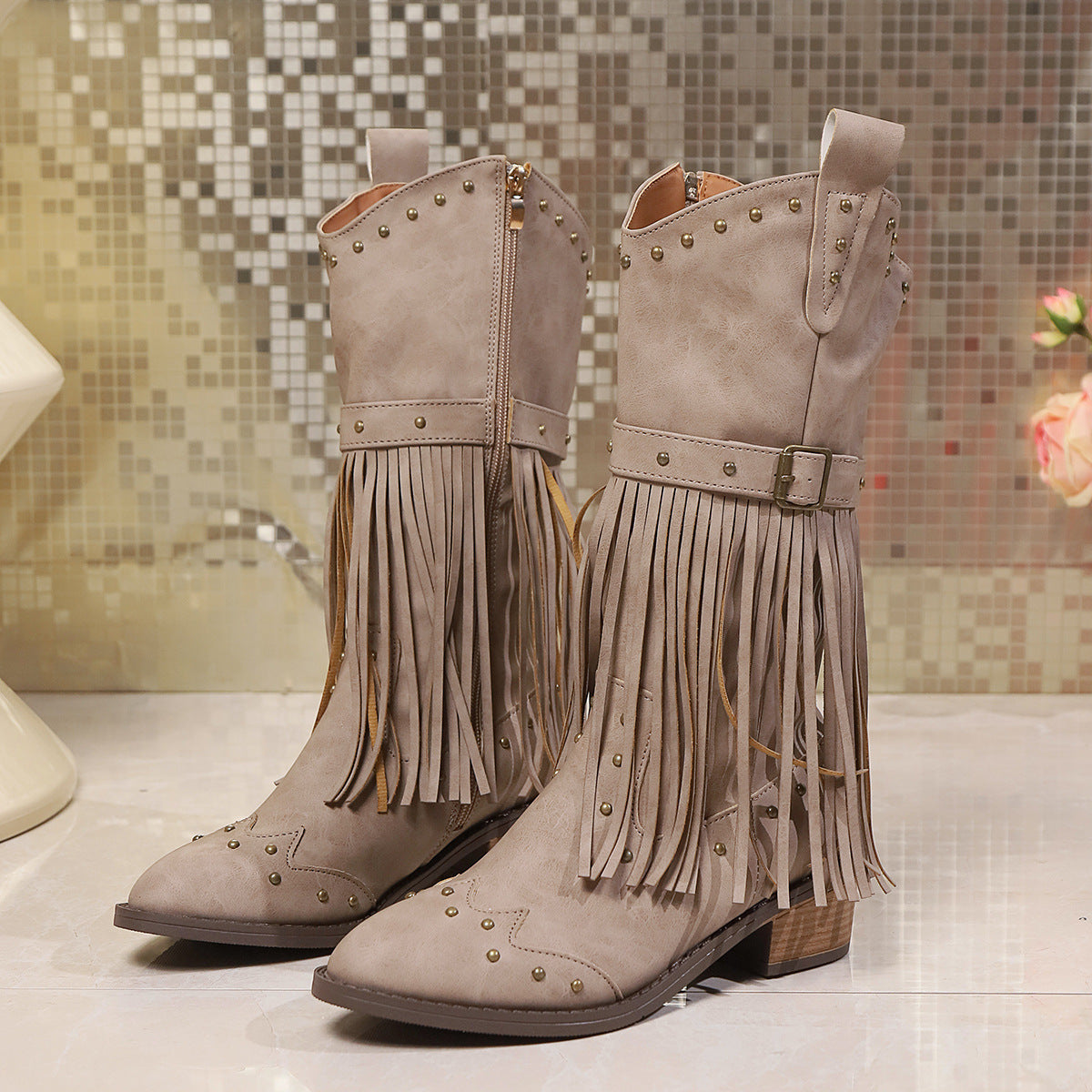 Yselda - Botas western flecos mujer
