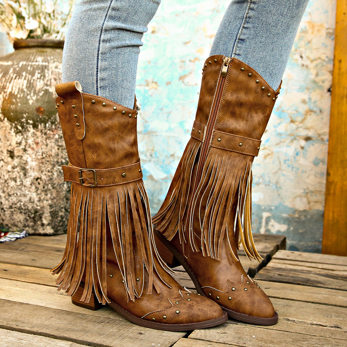 Yselda - Botas western flecos mujer