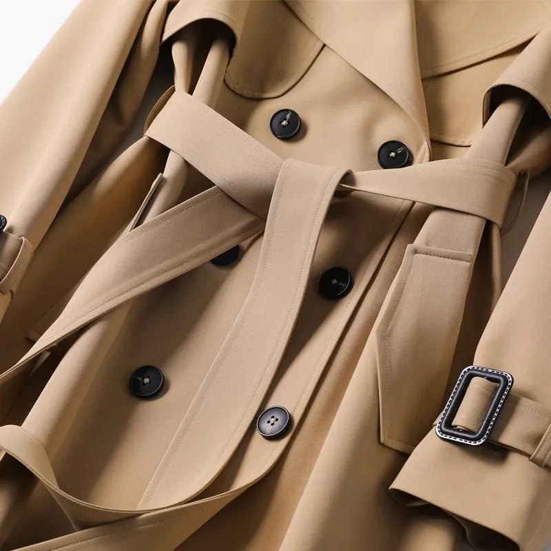 Beatriz - Trench coat de lana largo mujer con cinturón