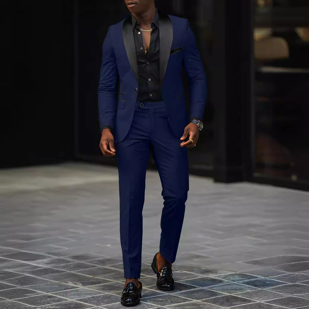 Leonardo - Traje slim-fit con solapas en contraste