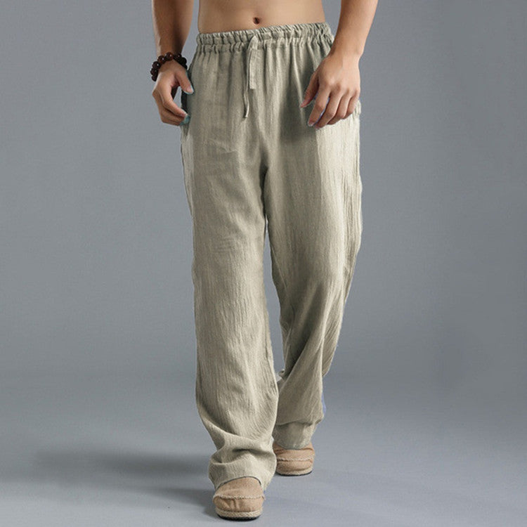 Ethan - Pantalones informales de lino con cordón