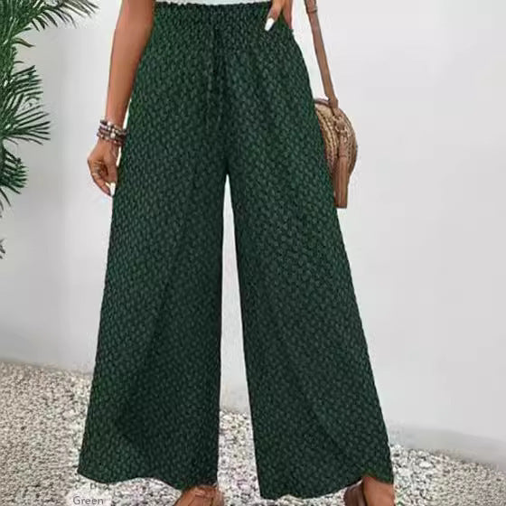 Monique - Pantalón de verano estampado de pierna ancha