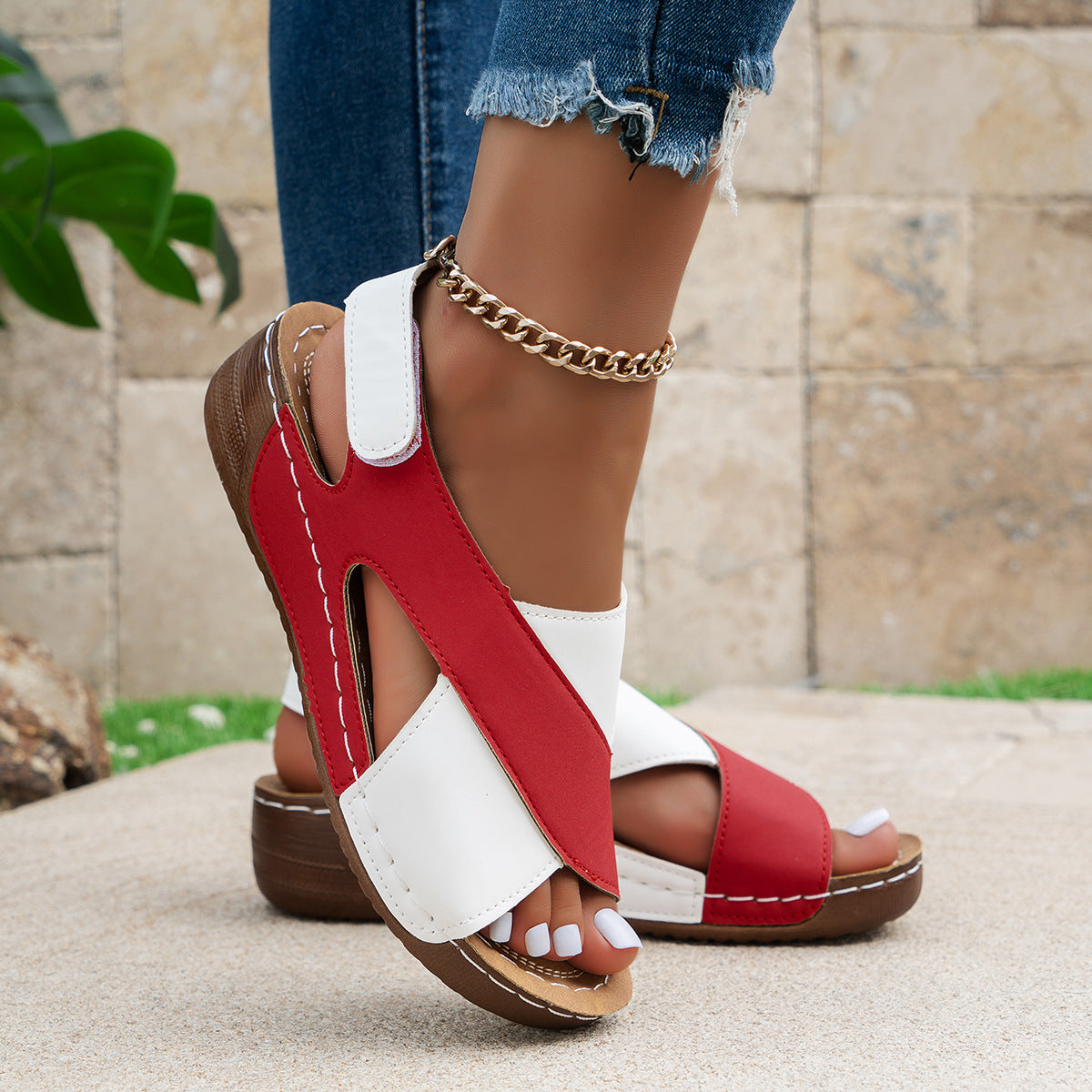 Angelie - Cuñas para mujer en blanco y negro