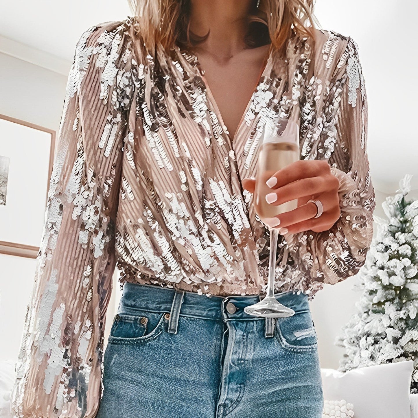 Aureliah | Blusa de fiesta moderna y brillante
