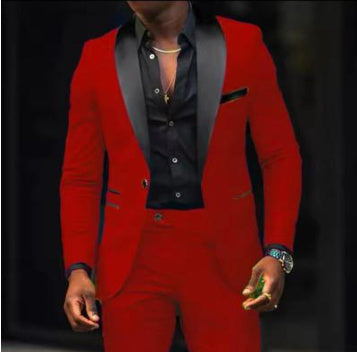 Leonardo - Traje slim-fit con solapas en contraste