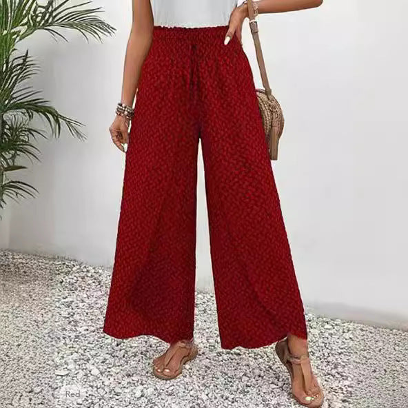 Monique - Pantalón de verano estampado de pierna ancha