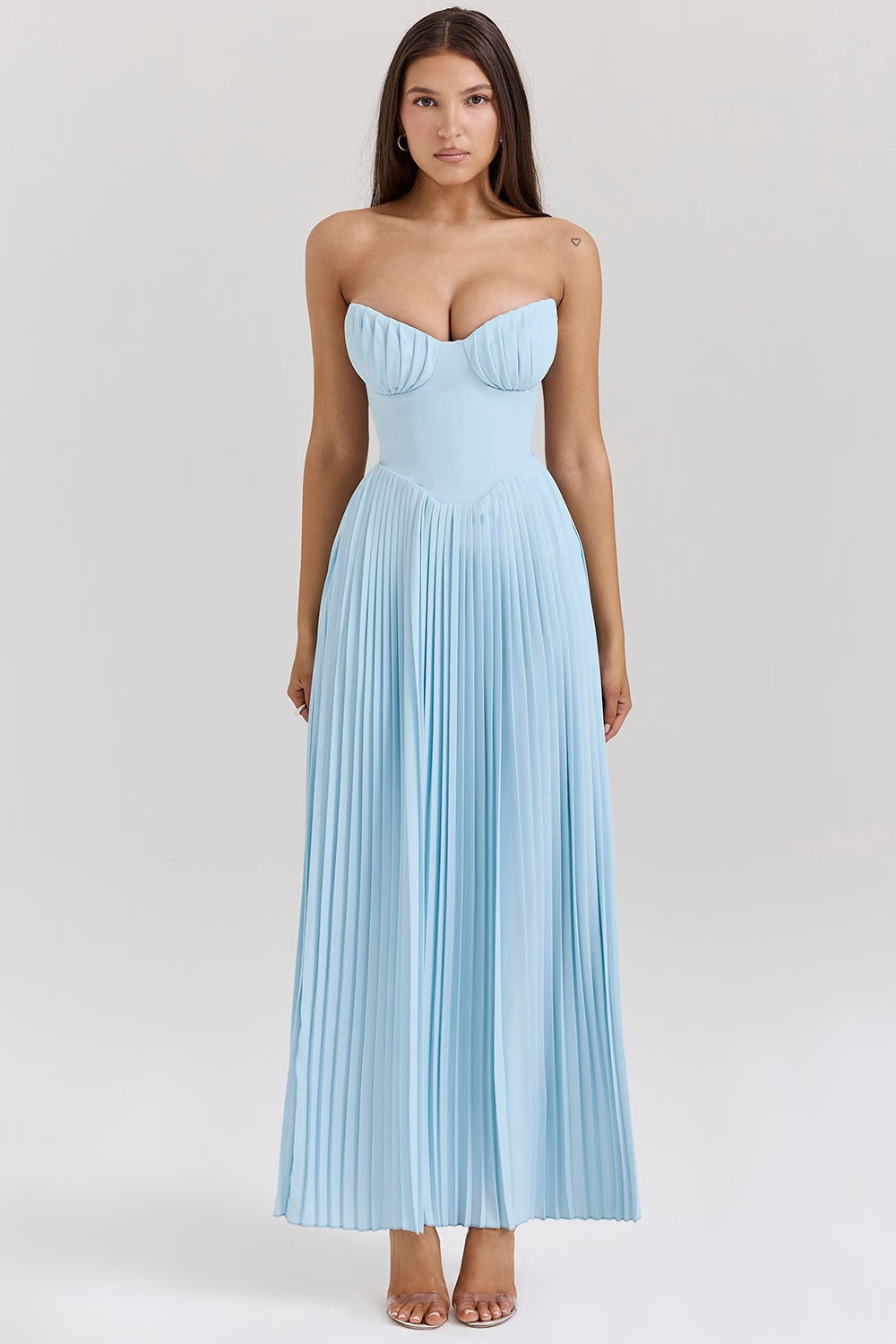 Camila - Vestido largo plisado con corset