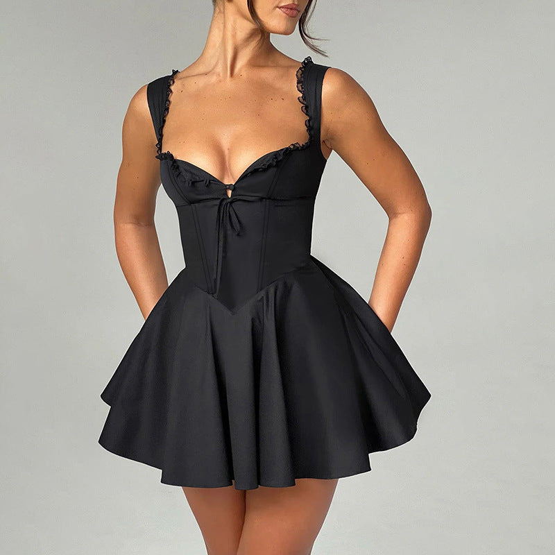 Patricia - Minivestido corpiño con ribete de encaje