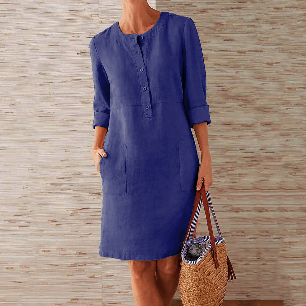 Paula - Vestido camisero de lino casual