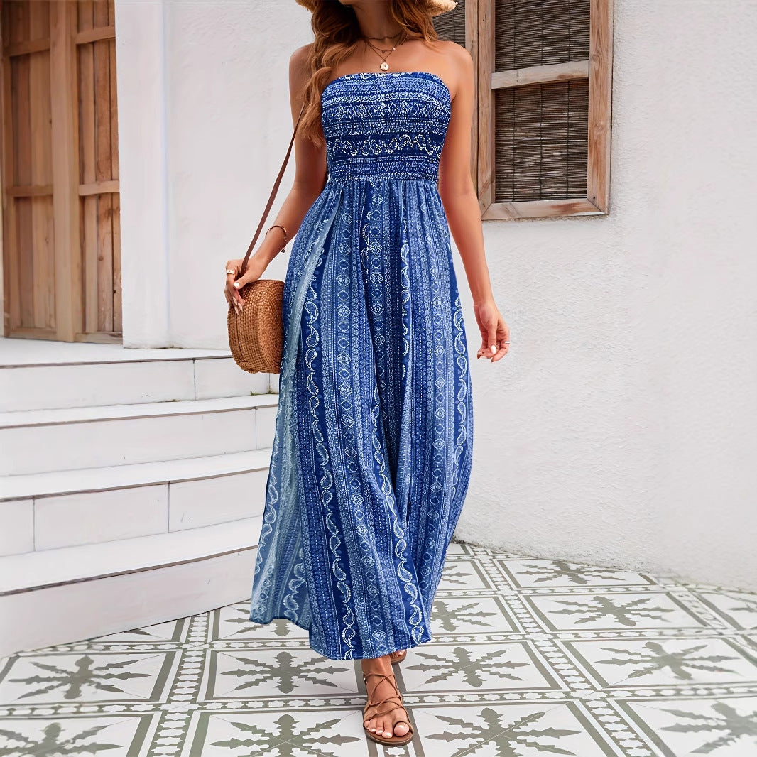 Eva - Vestido maxi estampado sin tirantes