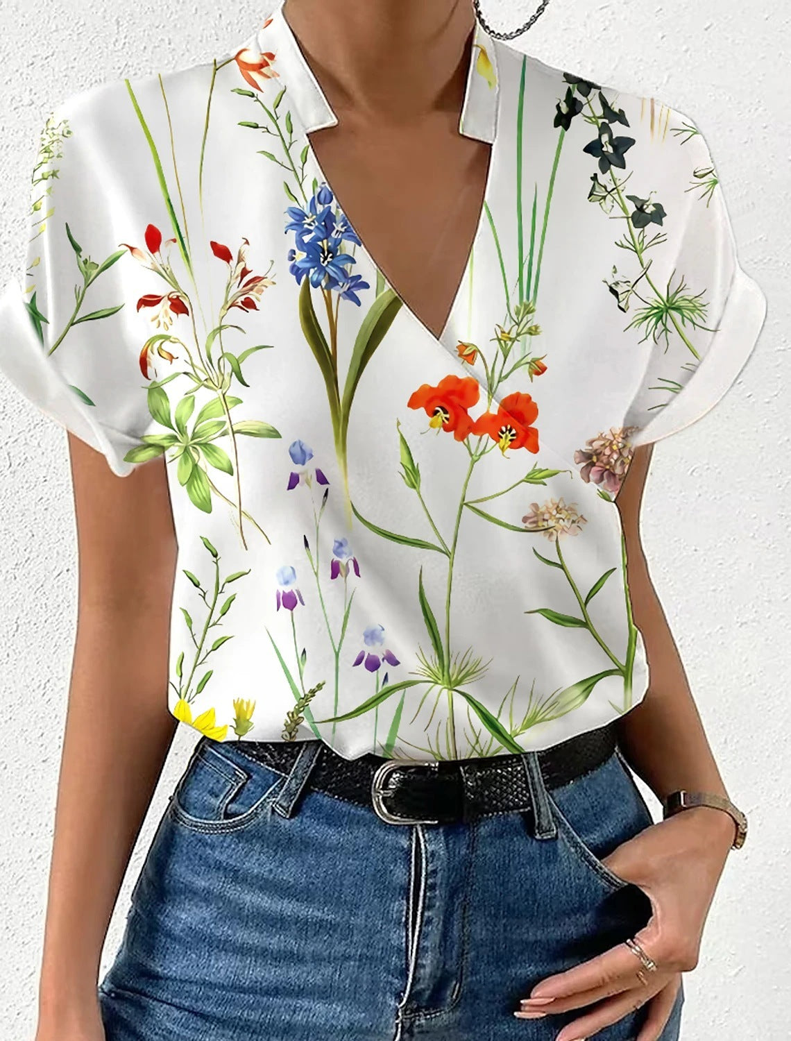 Martha - Blusa Floral Cuello en V
