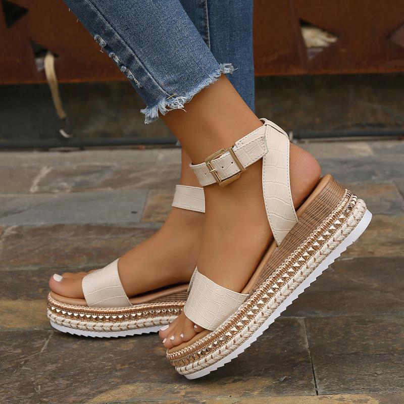 Bianca - Sandalias tobilleras con plataforma blancas