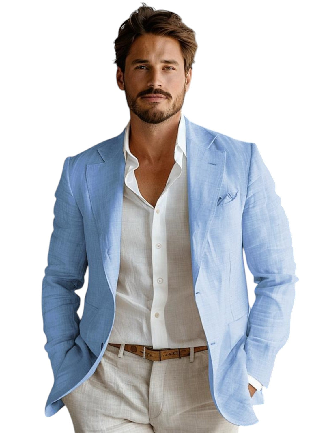 Adrián - Traje de hombre de lino con americana y pantalón
