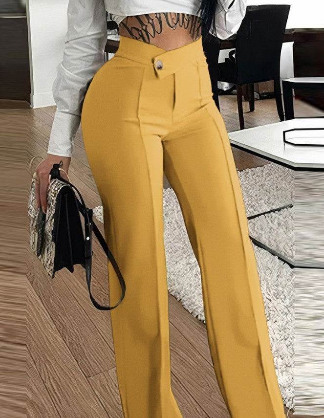 Carla | Pantalones de mujer ajustados de pierna recta con hebilla