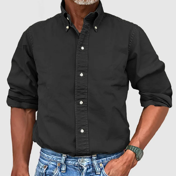 Rafael - Camisa de hombre de manga larga con cuello abotonado