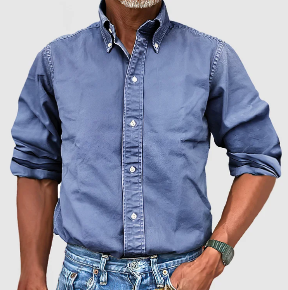 Rafael - Camisa de hombre de manga larga con cuello abotonado