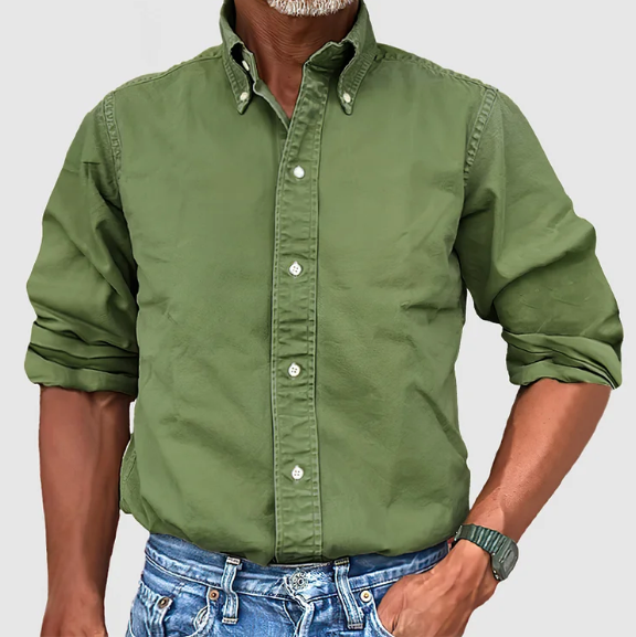 Rafael - Camisa de hombre de manga larga con cuello abotonado