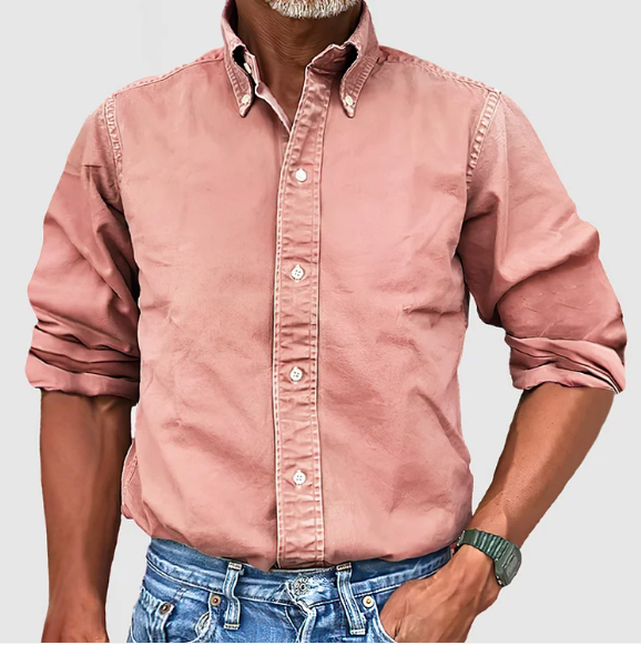 Rafael - Camisa de hombre de manga larga con cuello abotonado