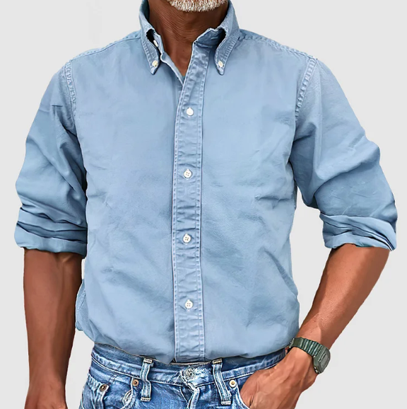 Rafael - Camisa de hombre de manga larga con cuello abotonado