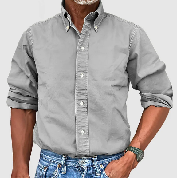 Rafael - Camisa de hombre de manga larga con cuello abotonado