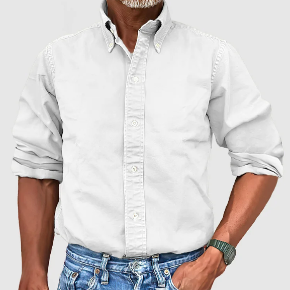 Rafael - Camisa de hombre de manga larga con cuello abotonado