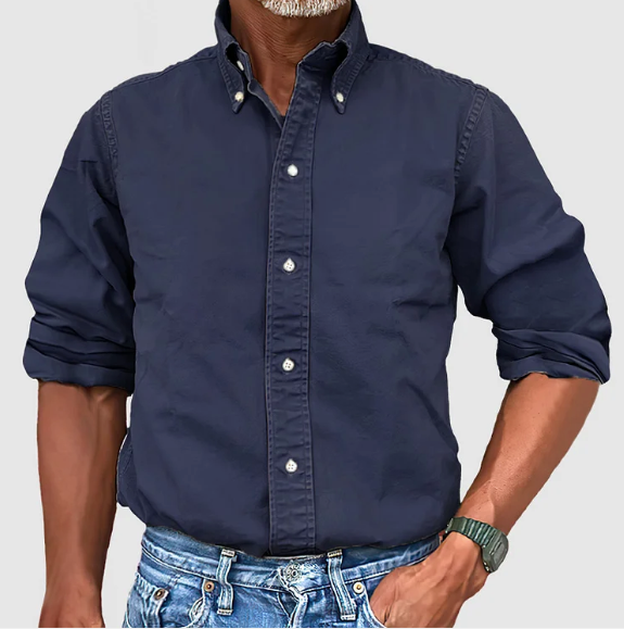 Rafael - Camisa de hombre de manga larga con cuello abotonado