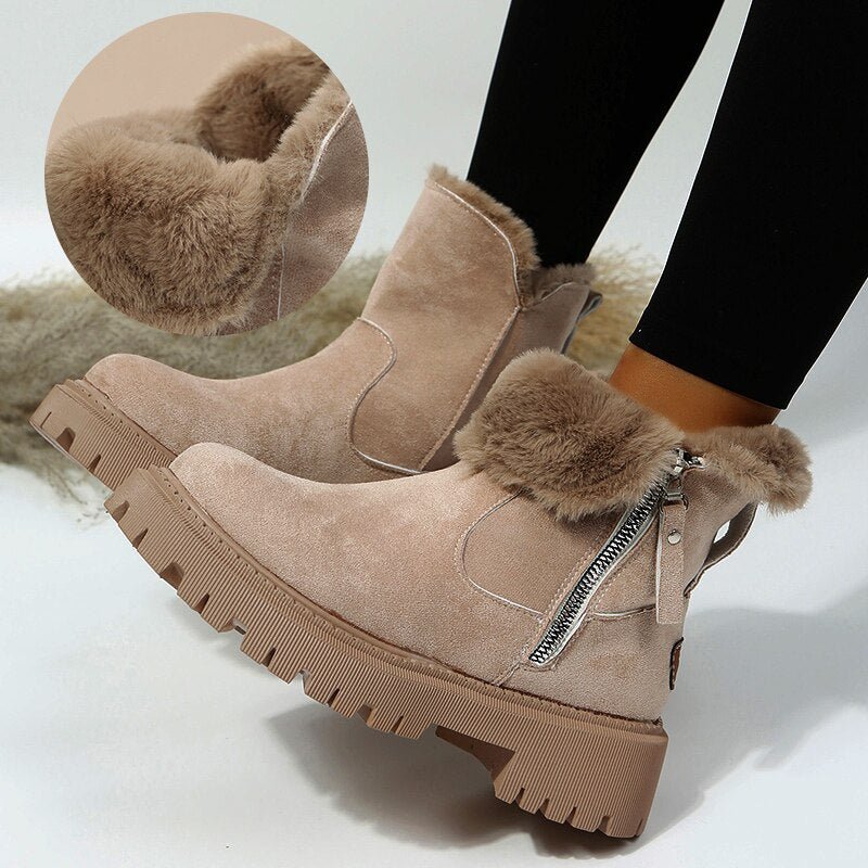 Lucía - Botines de invierno mujer planos con cremallera