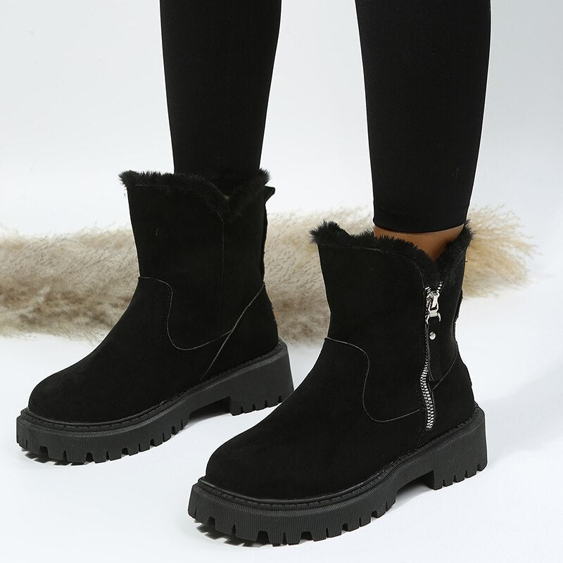 Lucía - Botines de invierno mujer planos con cremallera