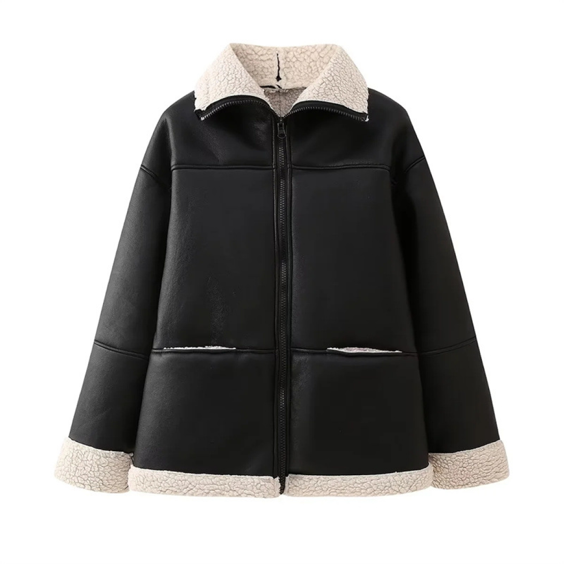 Emma – Chaqueta de piel sintética con forro de borreguillo