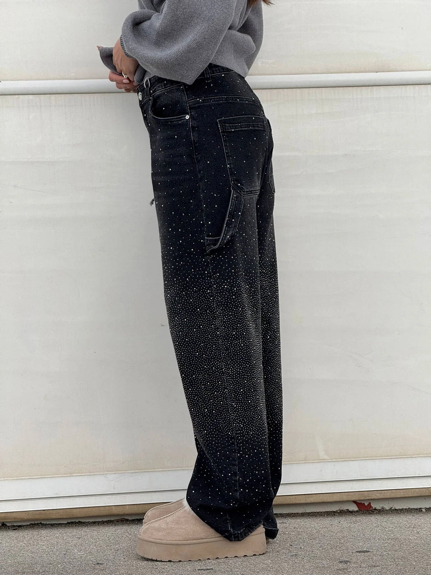 Isabella – Jeans rectos con detalles brillantes