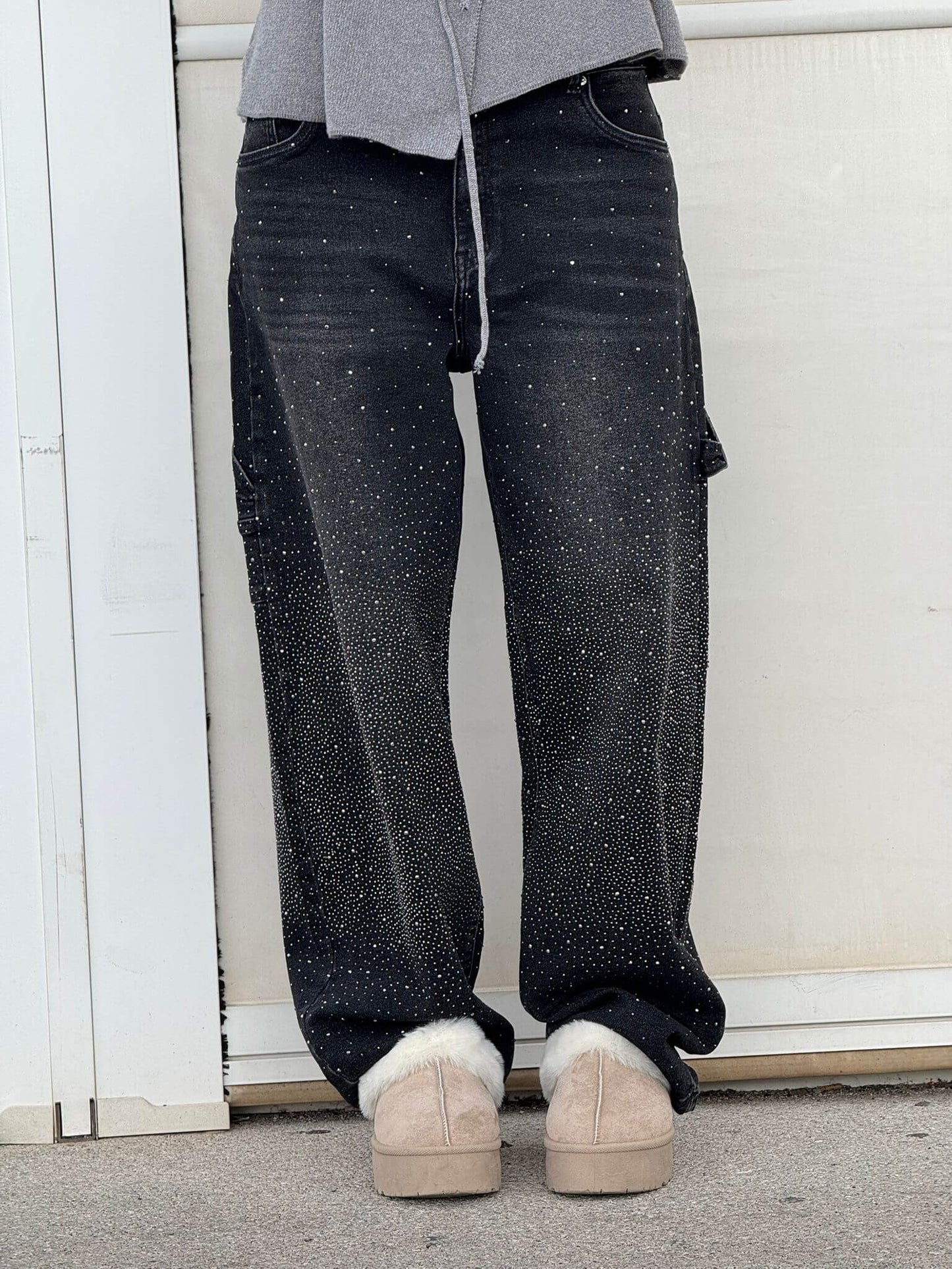 Isabella – Jeans rectos con detalles brillantes