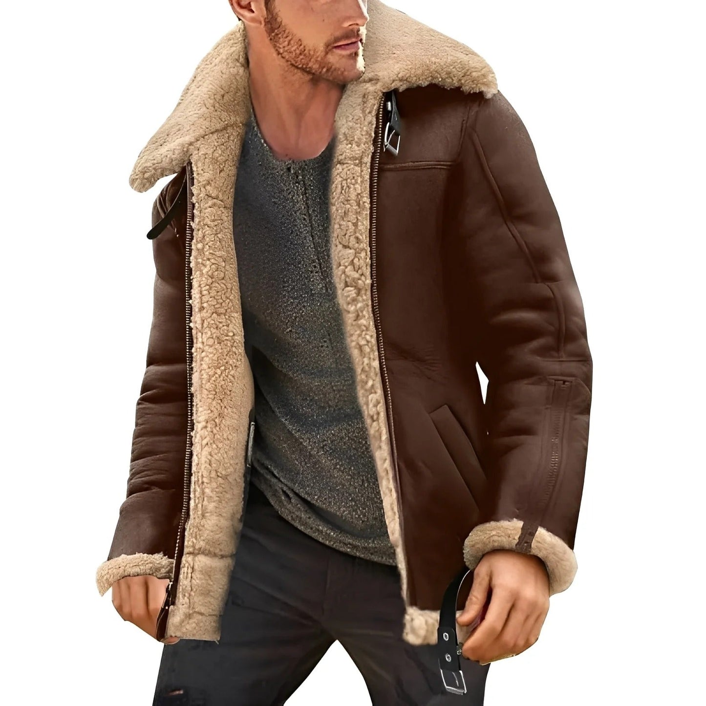 Álvaro – Chaqueta aviador con forro de borrego
