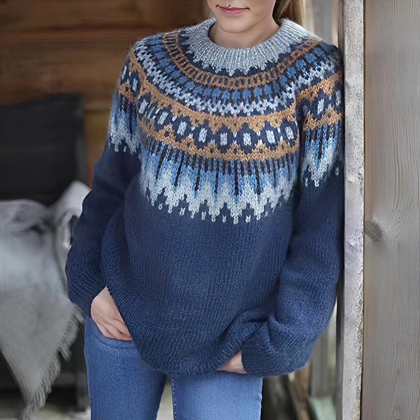 Claudia – Jersey de punto con diseño nórdico