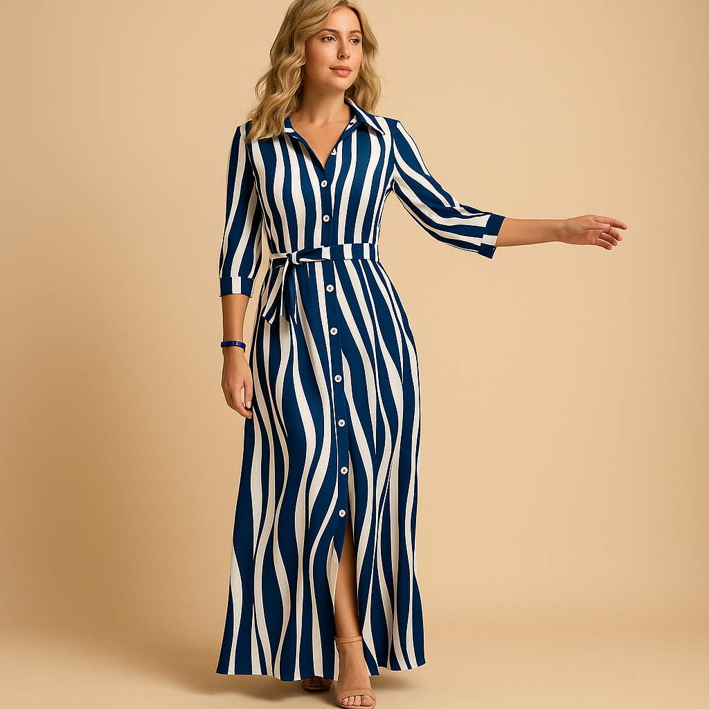 Camila - Vestido camisero largo de mujer con cinturón